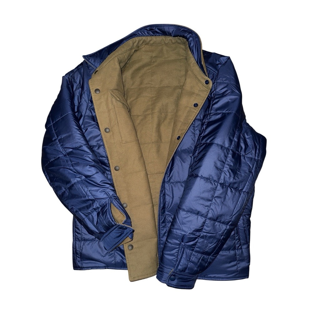 OUTERKNOWN Men's‎ XL Blanket Quilted Snap Jacket Blue Green Reversible Winter